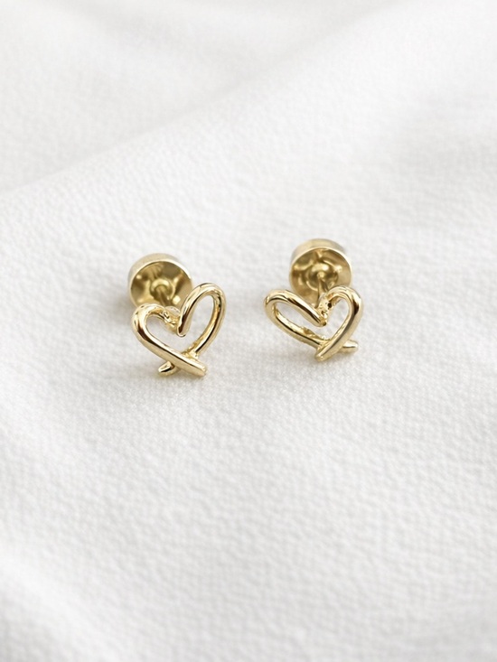 Jewelry - 14k Gold plated stainless steel heart screw back earrings